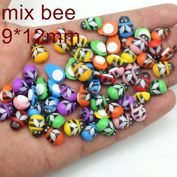 100 kpl Mini Wood Bee Leppäkerttu Värikäs Liimalla Koti Jääkaappi Seinäkoristeet Tee itsetehdyt lasten lahjajuhlatarvikkeet mix bee