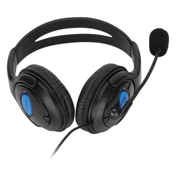 Justerbart støyreduserende spillhodetelefon med mikrofon for PC (svart/blå)
