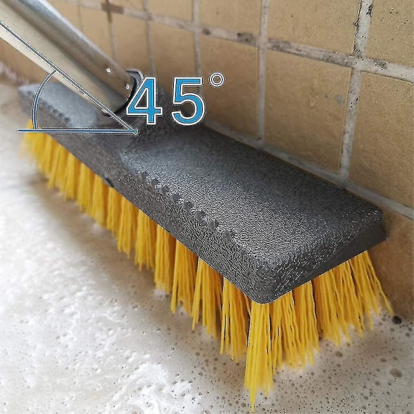 Hankausharja pitkävartisella 47" ruostumatonta terästä, jäykät keltaiset harjakset, sisä- tai ulkoluuta kylpyhuoneen, keittiön, pation, laattojen puhdistamiseen