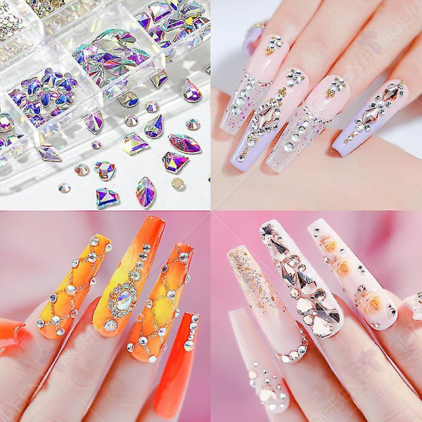 3D Glitter Nail Art Ab / värikäs Hotfix Strassikivi Tasakantainen Crystal Diamond Gems Multi 12 vyö Style 1