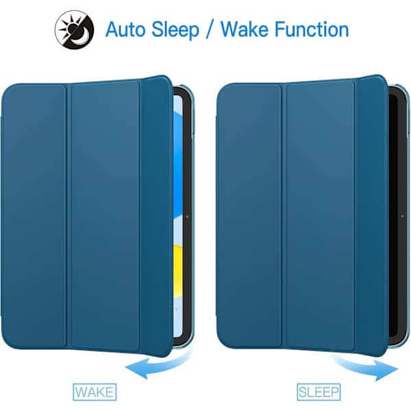 【BQ】Etui til iPad (A16) 11./10. generasjon (2025/2022), Slim Stand Hardt Baksideetui Auto Wake/Sleep-funksjon Blågrön