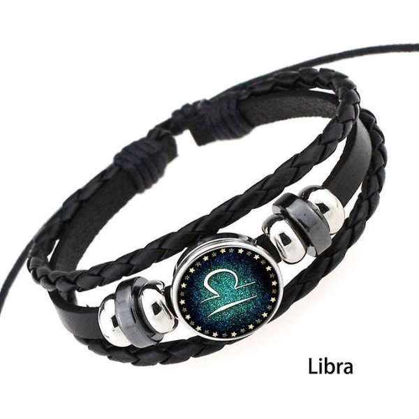 Europæisk og amerikansk håndstrikket, retro diy armbånd Libra Constellation læder punk armbånd