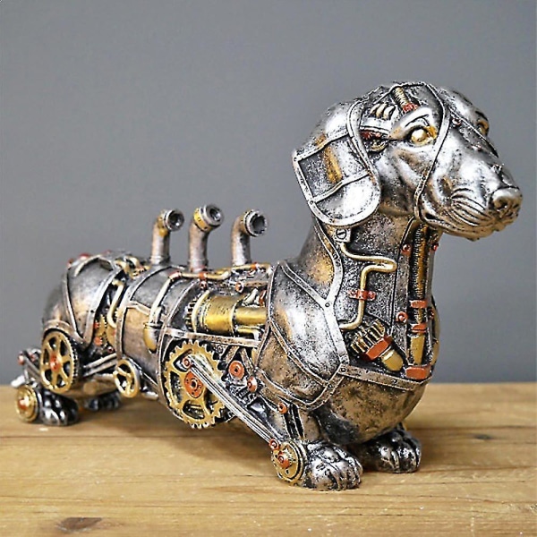 Industriell gotisk Steampunk Tax Korv Hund Ornament Figurine Dekoration