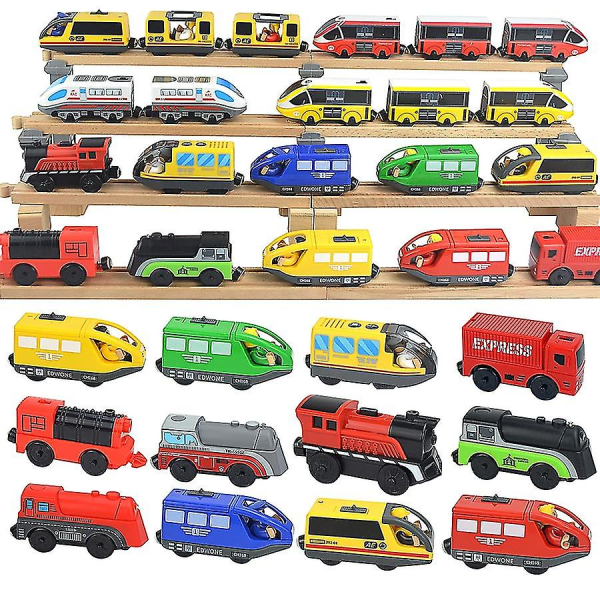 Hhcx-electric Train Set Locomotive Magnetic Car Diecast Slot Fit All Biro Wooden Train Track Railway For Kids Educational Toys A09