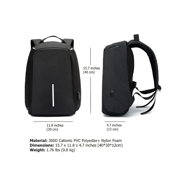 USB latausportti School Travel Pack sopii alle 15,6 tuuman kannettavalle tietokoneelle - musta