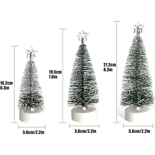 3st Bordsskiva Julgran Mini Artificiell Xmas Tree Led String Lights Jul