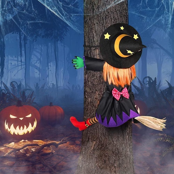 Halloween Crash On Tree Decoration, Witch Crash In Tree Halloween Decoration, Crush Witch Props Outd