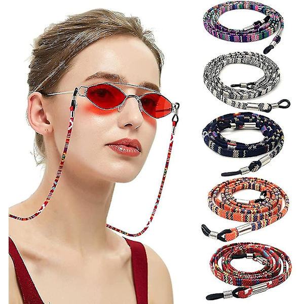 5 stykker Brillestroppkjede, Justerbare Eyeglass-lanyard-halsstropper