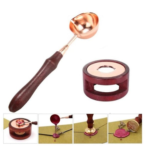 Wax Seal Warmer Wooden Handle Melting Spoon Kit Sealing Wax Oven Tool For Wedding Wax Envelope Seal Stamp