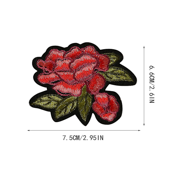 6 stk Rose Broderi Badge Tøj Stof Patch Applikation Decor Diy