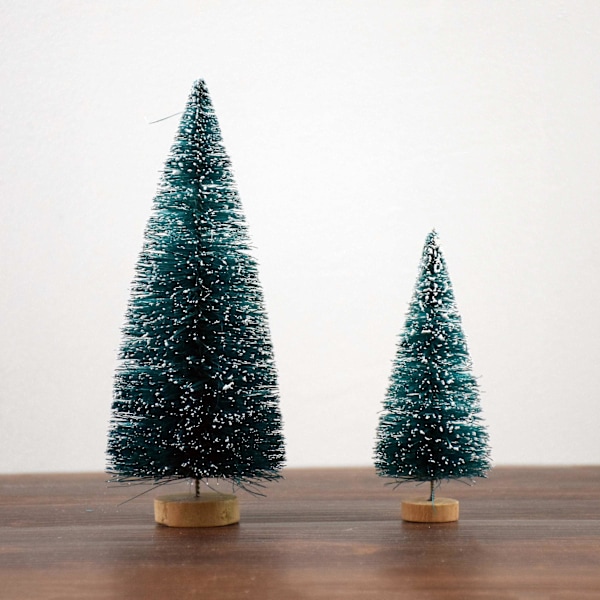 12 stycken miniatyr julgran Faux Snow Frost Tree Pine Sisal