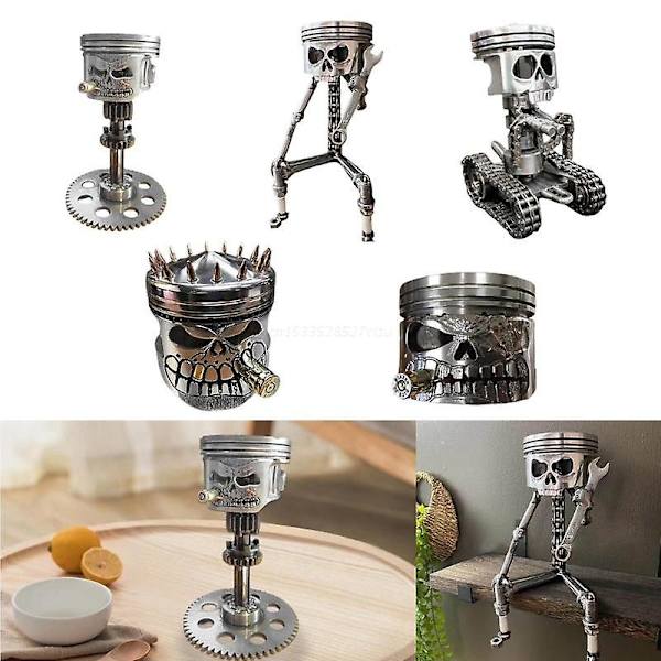 Udskåret stempel-kranie-ansigtsskulptur, udskæring af stempel-kranie-ansigtsskulptur Metalkunstfigur, håndlavet mandshovedstatue Kontor hjemmebord skrivebordsindretning Style C