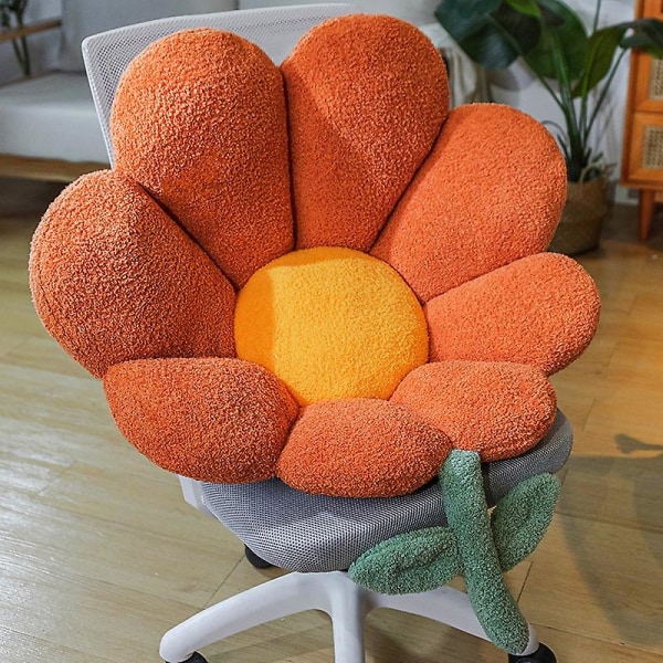 Ins Blomsterpude Kontorstol Lænderygpude Sød Plys Sofa Pudepuder Bløde Elastiske Pyntepuder Vinter L 72x75cm Orange