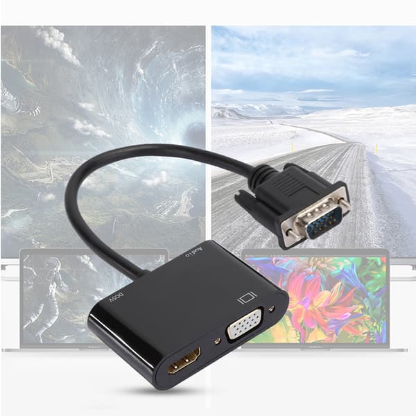 Plug-and-Play VGA til HDMI HD Videokonverter Kabeladapter til computerprojektor
