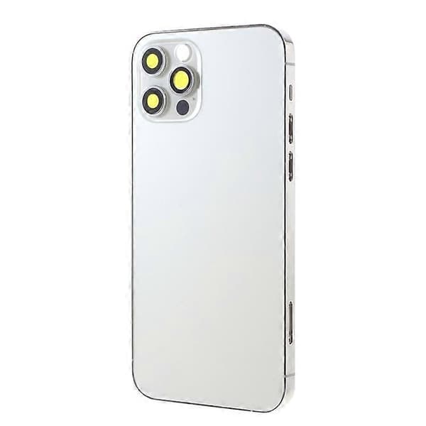 【BQ】Kompatibel med iPhone 12 Pro Bagbatteridæksel + Mellemramme + Sideknapper Erstatning, EU-version (med CE-logo) - Perfekt Silver