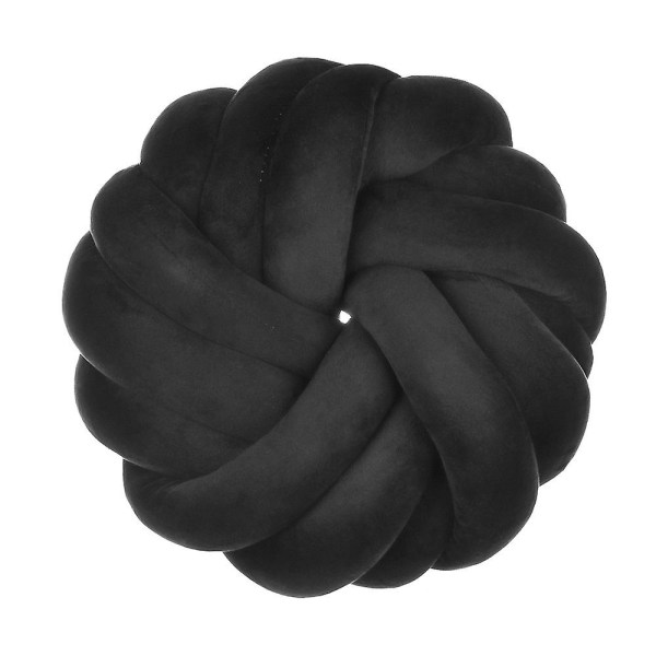 Knot Ball Kudde - Knot Ball Kudde Handgjord tupplurskudde Plysch dekorativ slängkudde för sovrumssoffa Bilkontor Black