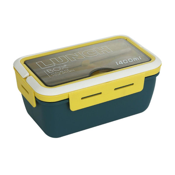 Bento-bokser i plast Beholdere 3 rom Design lunsjboks for utendørs campingpiknik Yellow And Blue