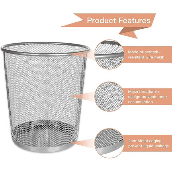 Set med 3 papperskorg, 12L mesh för skrivbordssopor - 26,5 x 23,5 x 18,8 CM