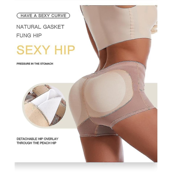 Naisten Butt Lift Alushousut Body Shaper Housut Hip Enhancer Pikkuhousut Butt Lift Alusvaatteet Beige 2XL