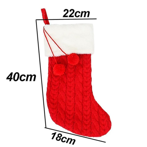 1 stk. Fluffy Pompom Bold julestrømpe, juletræsdekoration Festpynt(rød)