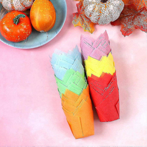 【BQ】150 stk. mini bageforme tulipanbageforme cupcakeforme muffinforme til bryllup, fødselsdag, ba