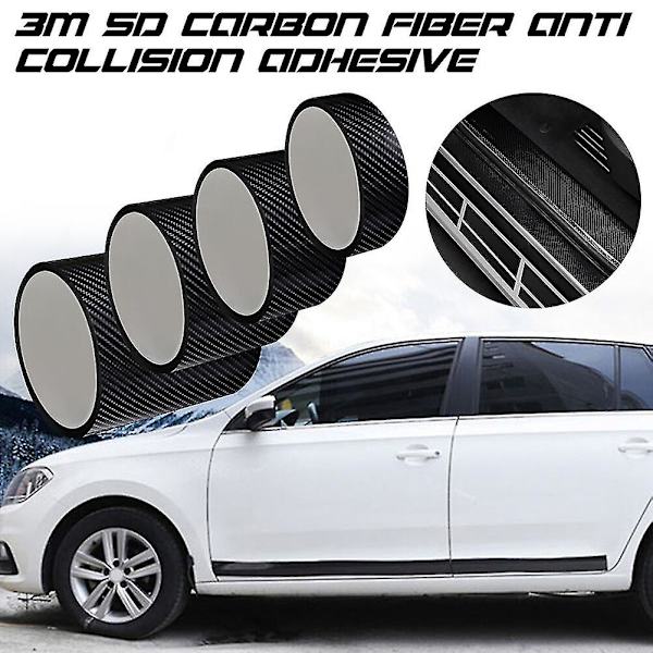 3 Meters Carbon Fiber Pattern Tape Car Door Bumper Edge Guards Protection Single-sided Strip Self-adhesive 3cm