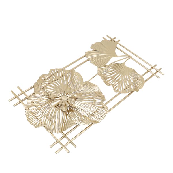 Gyllene Metall Ginkgo Blad 3D Väggskulptur Modern Minimalistisk Dekor för Sovrum Vardagsrum Hotell Café
