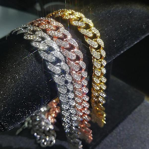 The New Cuban Link Chains Herre Iced Out Miami Cuban Chain Halskæde Sølv/Guld Bling Diamond Hip Hop smykker til kvinder sliver