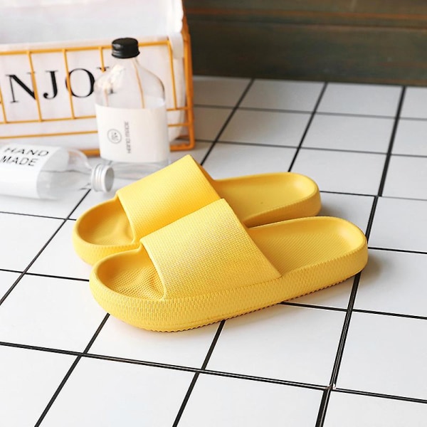 4,5 cm forhøyede dametøfler, minimalistiske sklier med bred passform Yellow 38-39