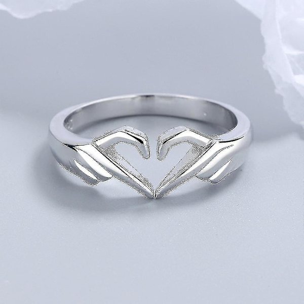 Punk Alloy Two Hands Than Heart Ring Gothic Love Heart Ele Hands Ring Silver 8