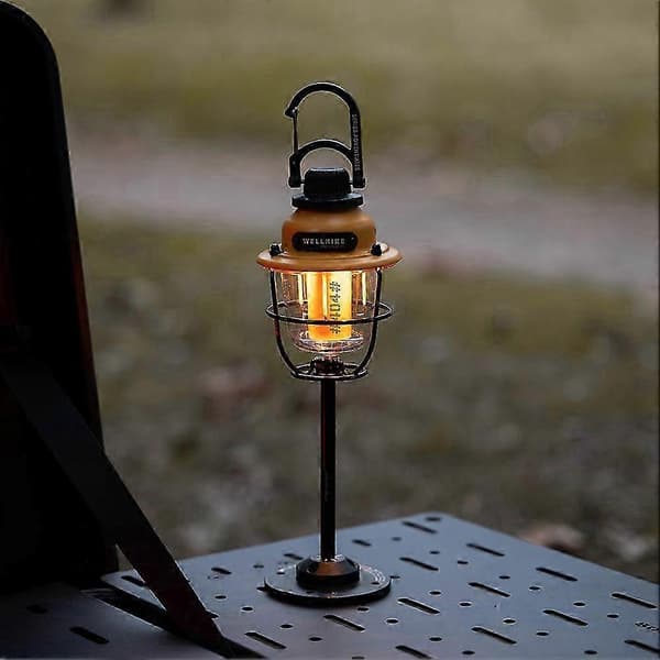 【BQ】WELLHIKE Rechargeable LED Camping Lantern with Hook, 360° Rotatable, Stepless Dimming, IPX4 Waterproof, 1/4 Interface Black