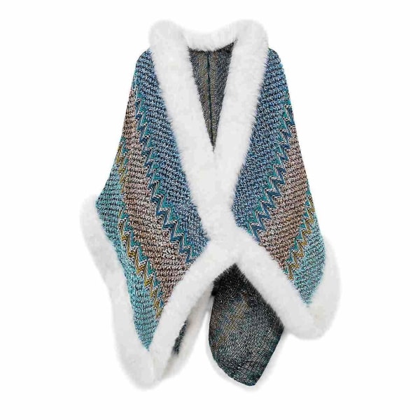 Etnisk bohemisk jacquard sjal cape light blue 60-80cm