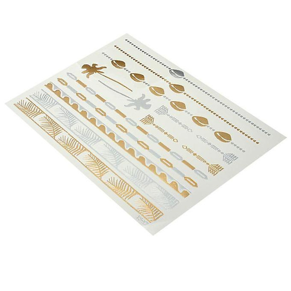 Tillfällig metallisk tatuering Guld Silver Svart Flash Tat Toos