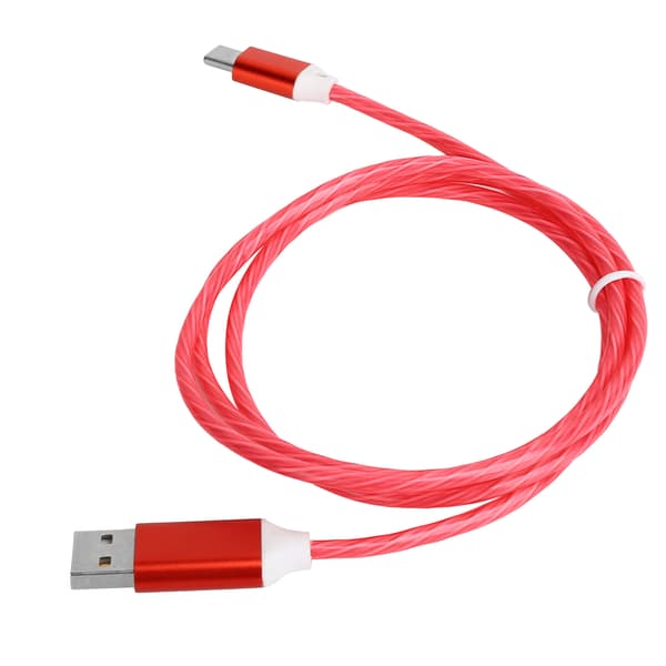 USB til TypeC Ladekabel LED Lysende Flytende Hurtigladekabel USB C Laderkabel (Rød)