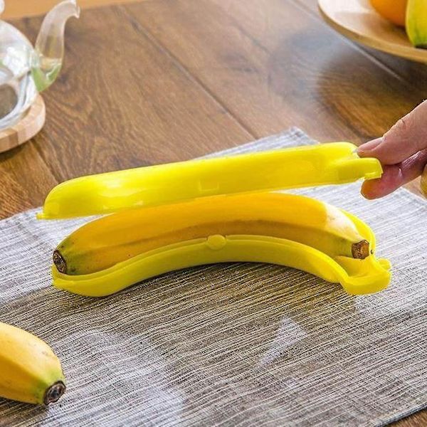 Bananetui, 3-pak i forskellige farver Bananholder Udendørs Rejse Sød Banana Protector Opbevaringsboks