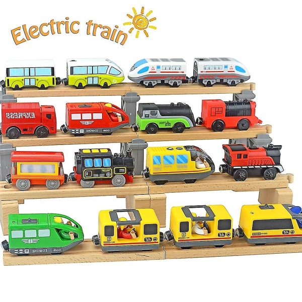 Hhcx-electric Train Set Locomotive Magnetic Car Diecast Slot Fit All Biro Wooden Train Track Railway For Kids Educational Toys A11