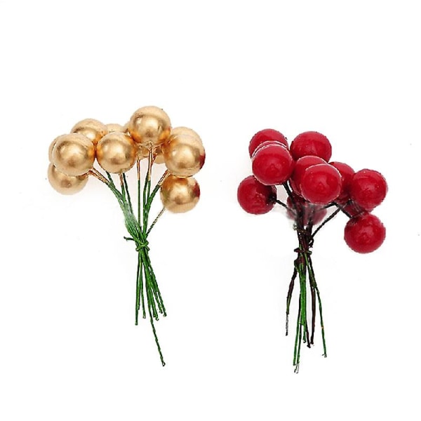 2pcs Simulation Red Fruit Christmas Garland Rattan Ring Accessories Ornaments