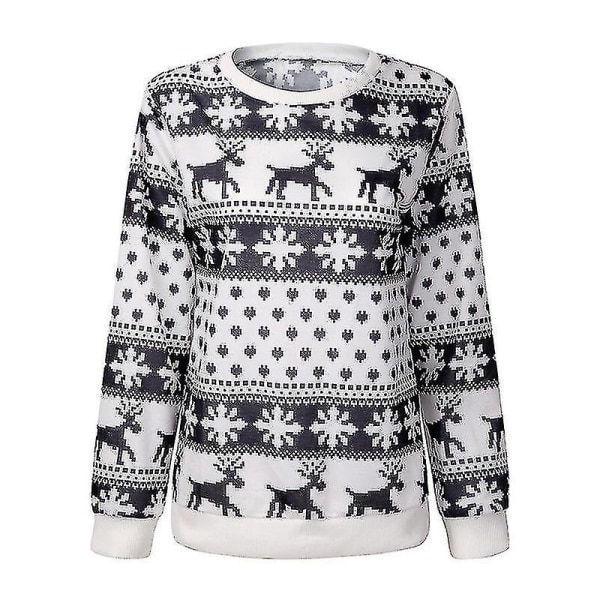 Hhcx-christmas Kvinner Xmas Print Strikk Genser Langermet Pullover Jumper Topp Black S