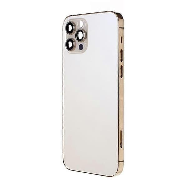 【BQ】Kompatibel med iPhone 12 Pro Bagbatteridæksel + Mellemramme + Sideknapper Erstatning, EU-version (med CE-logo) - Perfekt Gold