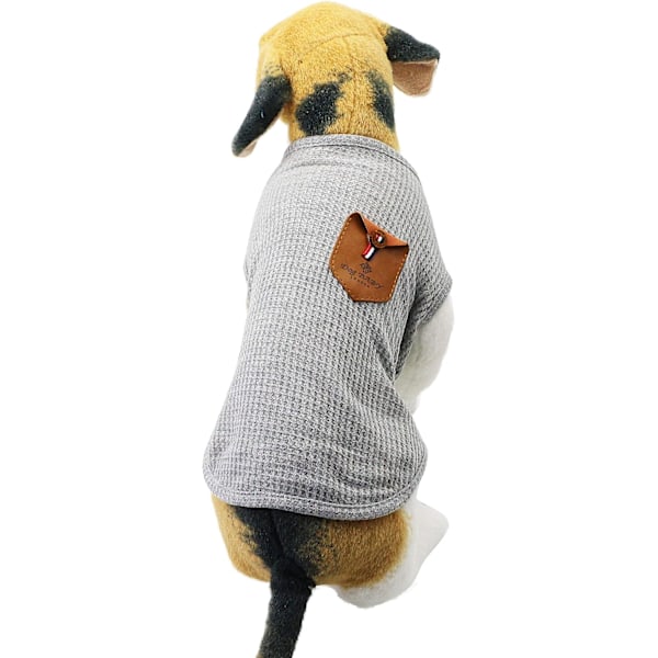 Hundtröja, kattkläder, 100 % bomull, för minihund, liten hund och katt (M-grå)