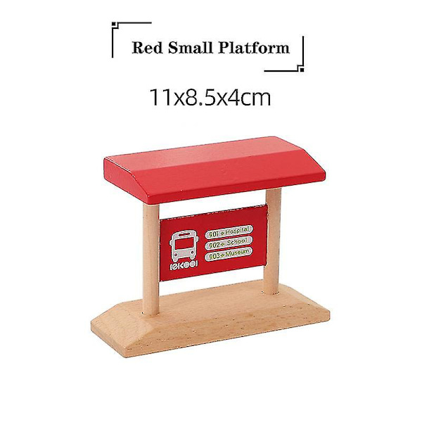 Hhcx-beech Tre togspordeler Veisperring Bensinstasjon Treskinner Tilbehør Passer for trejernbaneskinner Rode Leker For Barn Nytt Red small platform