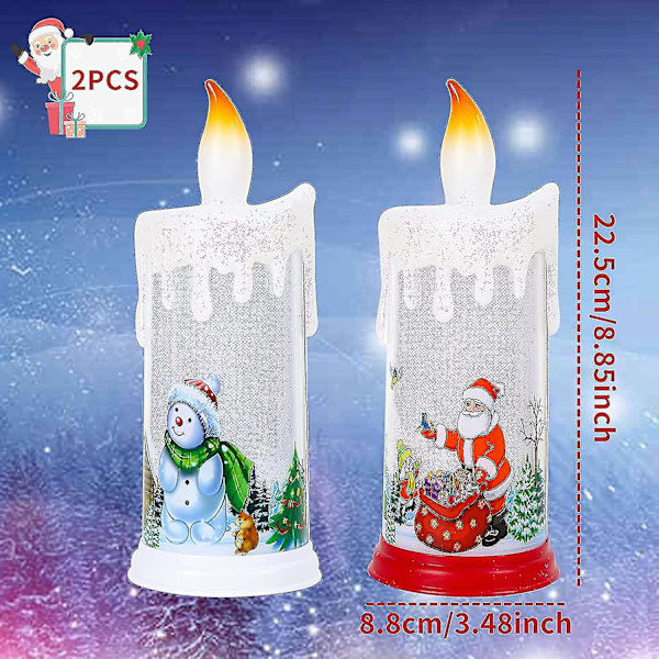 2st Julbatteri Drift Led Ljus Jultomten Santa