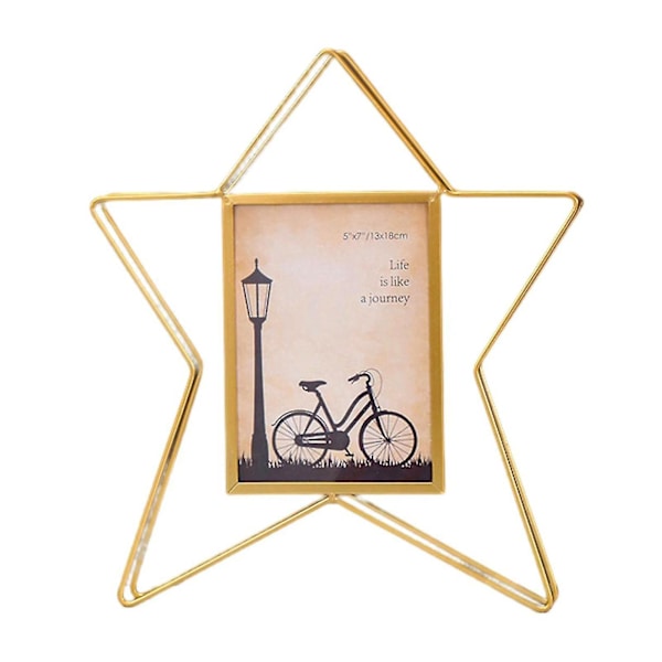 Fotoram Järnkonst Glas med hög klarhet S/l Femuddig stjärna/hjärtformad Fristående Gyllene färg Skrivbordsskärm Metallkuva Decorative_a_nx S Pentagram