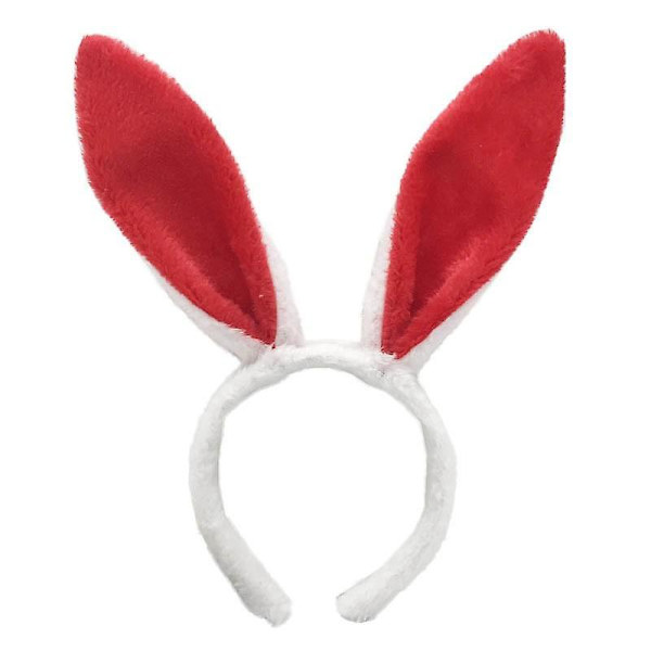 Sød kanin øre pandebånd påske voksne børn rekvisitter Plys hårbånd Bunny ear hårbånd Fest kostume dekorationer Hår tilbehør rød hvid red white