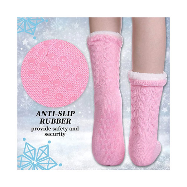 (Rosa) - LANLEO Dam Fuzzy Slipper Strumpor Vinter Mjuk Tjock Varm Fleece Foder