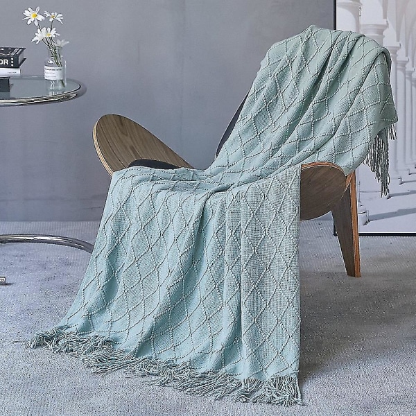 Inya Slängfilt Strukturerad Solid Mjuk Soffa Soffa Överdrag Dekorativ nordisk stickad filt Tyngd juldekor Plädar diamond lotus green 150x230cm