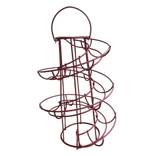 Moderne Spiral Eggrullestativ Holder Plassbesparer for 24 Egg (Rød)