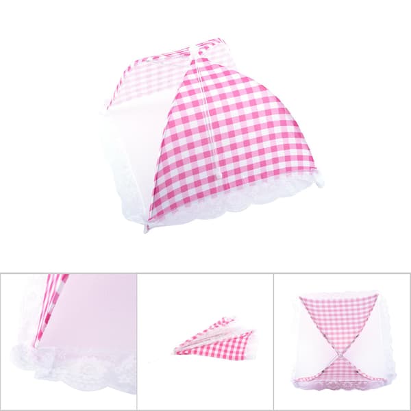 Hopfällbart Mattskydd Pop Up Mesh Insektsnät BBQ Kök Rosa Kupol