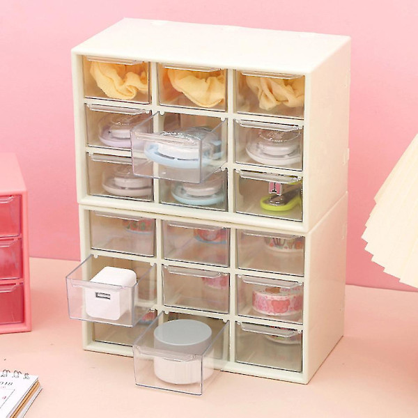 6/9 Grid Desktop Opbevaringsboks Smykkeskuffe Støvtæt Pearl Beads Organizer Rose Red Nine Grid