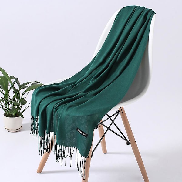 Mode Ensfarvet 2022 Kvinder Tørklæde Vinter Hijabs kvaster Lange Damesjaler Cashmere Ligesom Pashmina Bandana Tørklæder Wraps Echarpe FYR110-28